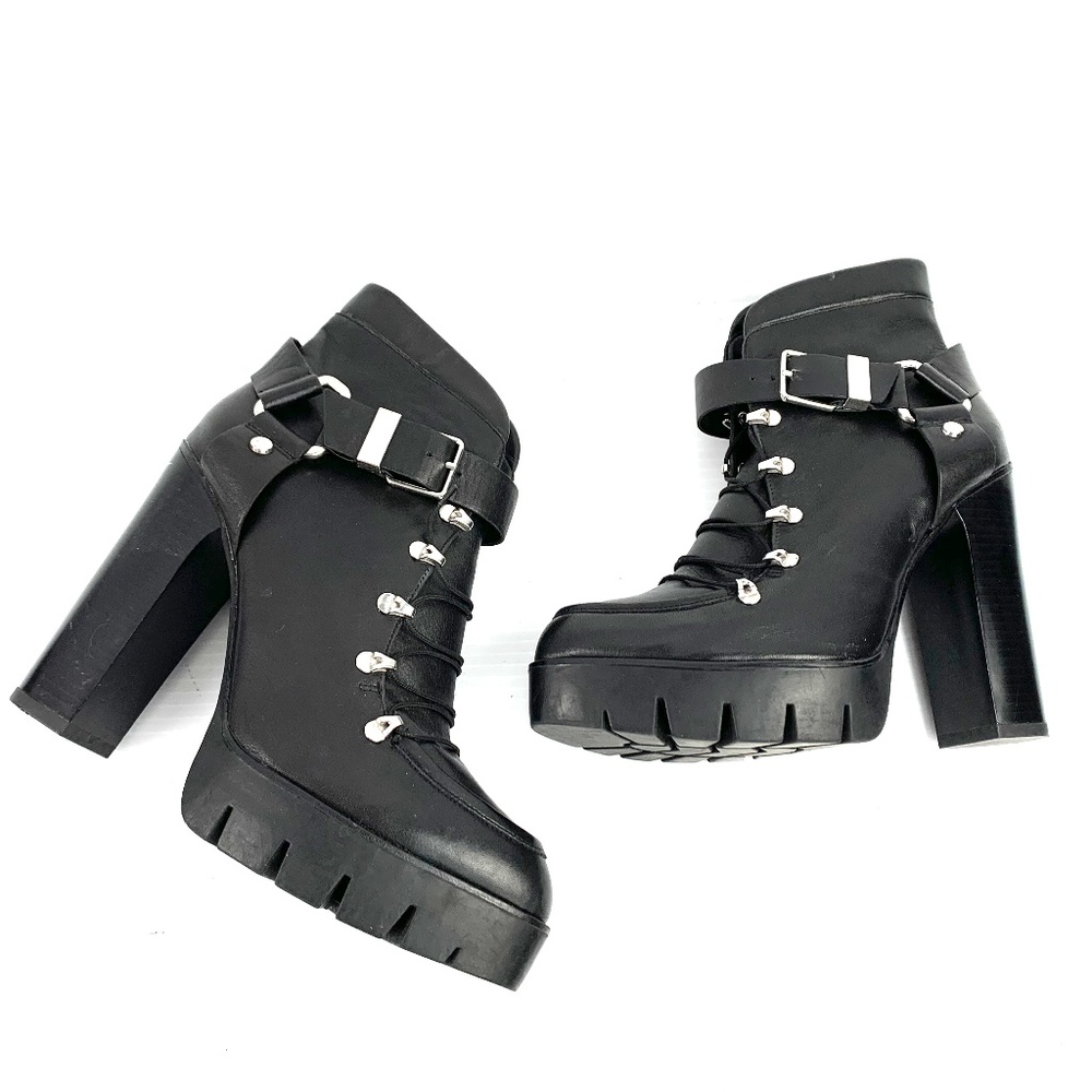 ZARA Leather Platform Ankle Boots - Picture 2 of 8